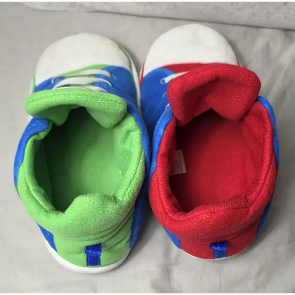 Super Mario Bros Plush Sneaker Slippers Boys Size 4-5 Mario & Luigi HighTop 2023